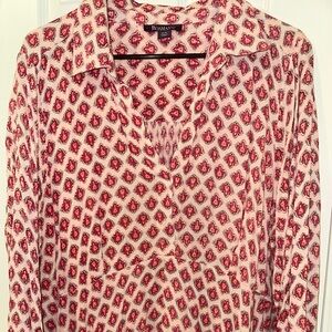 Roaman's Red and Cream Patterned Top
